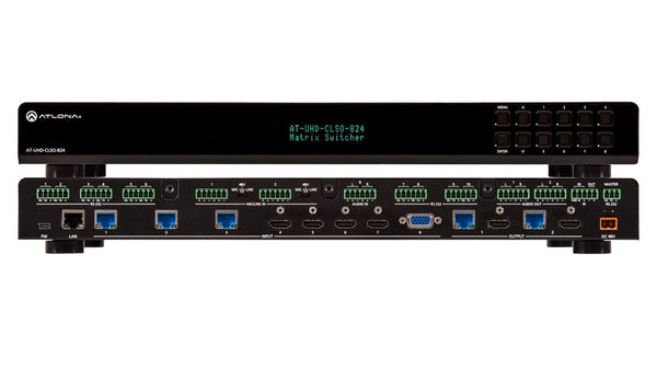 Atlona AT-UHD-CLSO-824 4K/UHD 8x2 Multi-Format Matrix Switcher with Dual HDBaseT/Mirrored HDMI