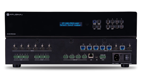 Atlona AT-UHD-PRO3-66M 4K/UHD Dual-Distance 6x6 HDMI to HDBaseT Matrix Switcher with PoE