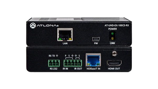 Atlona AT-UHD-EX-100CE-RX HDMI Receiver w/IR, RS-232, and Ethernet with PoE.